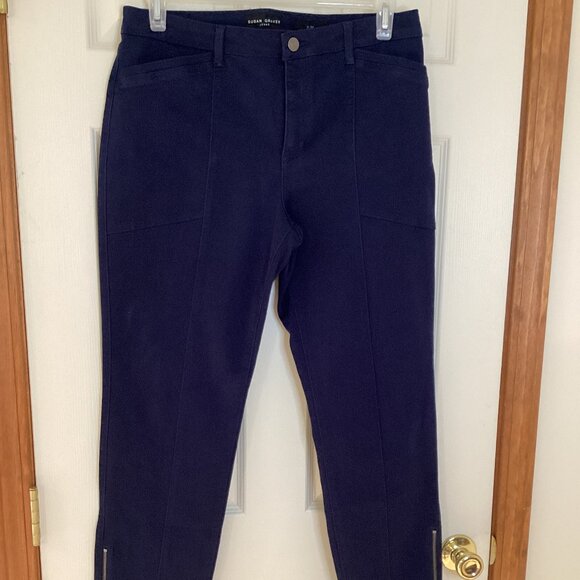 Utility Jeans Blue Susan Graver Regular Stretch Twill Ankle Length & Ankle Zip - Picture 1 of 9